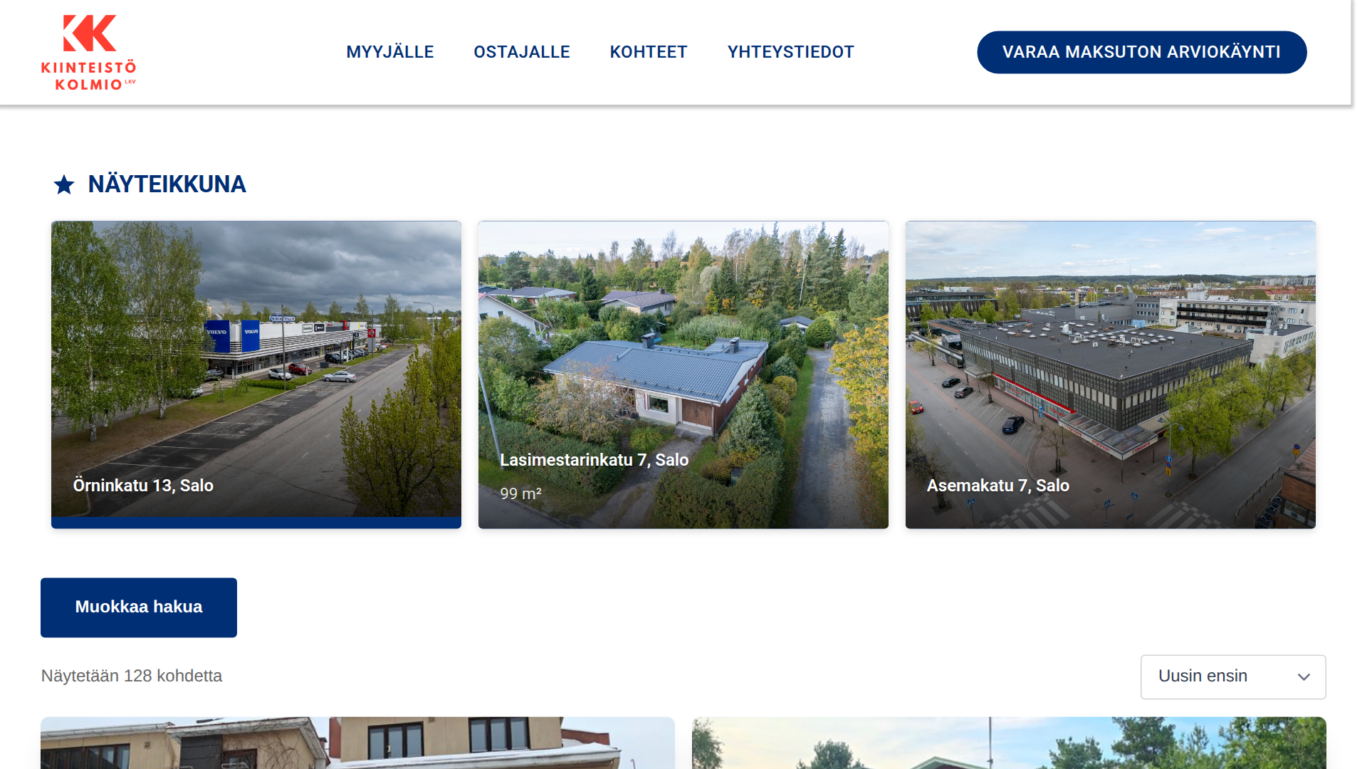 Kiinteistökolmio Oy, Kohteet-sivu ja Näyteikkuna-lisäosan toteutus
